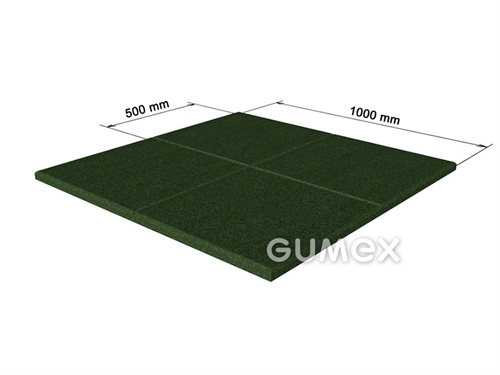 Športová elastická dlažba hladká ELASTON-ELTEC, hrúbka 20mm, 1000x1000mm, so skosením, s krížom, recyklovaná guma, zelená